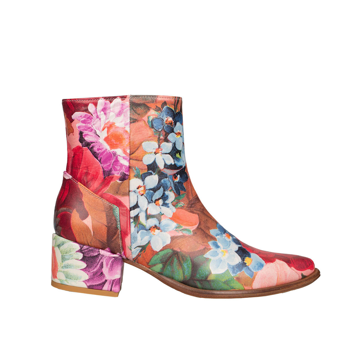 Flower Bomb leren dameslaars met 5 cm hak van Mascolori